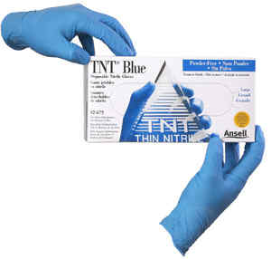 TNT Blue 5 Mil, 9.5" Length, Lightly Powdered, Textured Gloves
