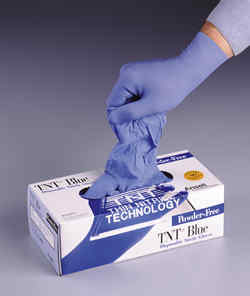 TNT Blue 5 Mil, 9.5" Length, Powder-Free, Textured Gloves