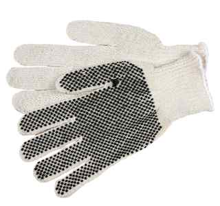 Cotton/Polyester, One-sided PVC Dots, Hemmed Gloves