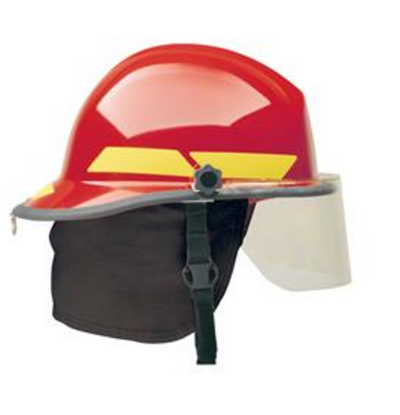 Bullard Fiberglass structural fire helmet with face shield. 1 each. 
