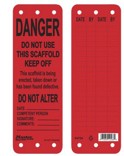 DANGER TAG, POLYPROPYLENE, RED, 9INH X 3INW. 1 EACH.