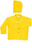 Yellow jacket with detachable hood and storm fly snap front