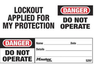 SAFETY TAG, DANGER -LOCKED OUT, PK100.