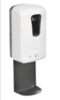 Wall mount + stand alone touch free sanitizer automated dispenser.